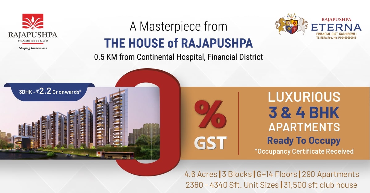 rajapushpa eterna - premium apartments for sale in gachibowli