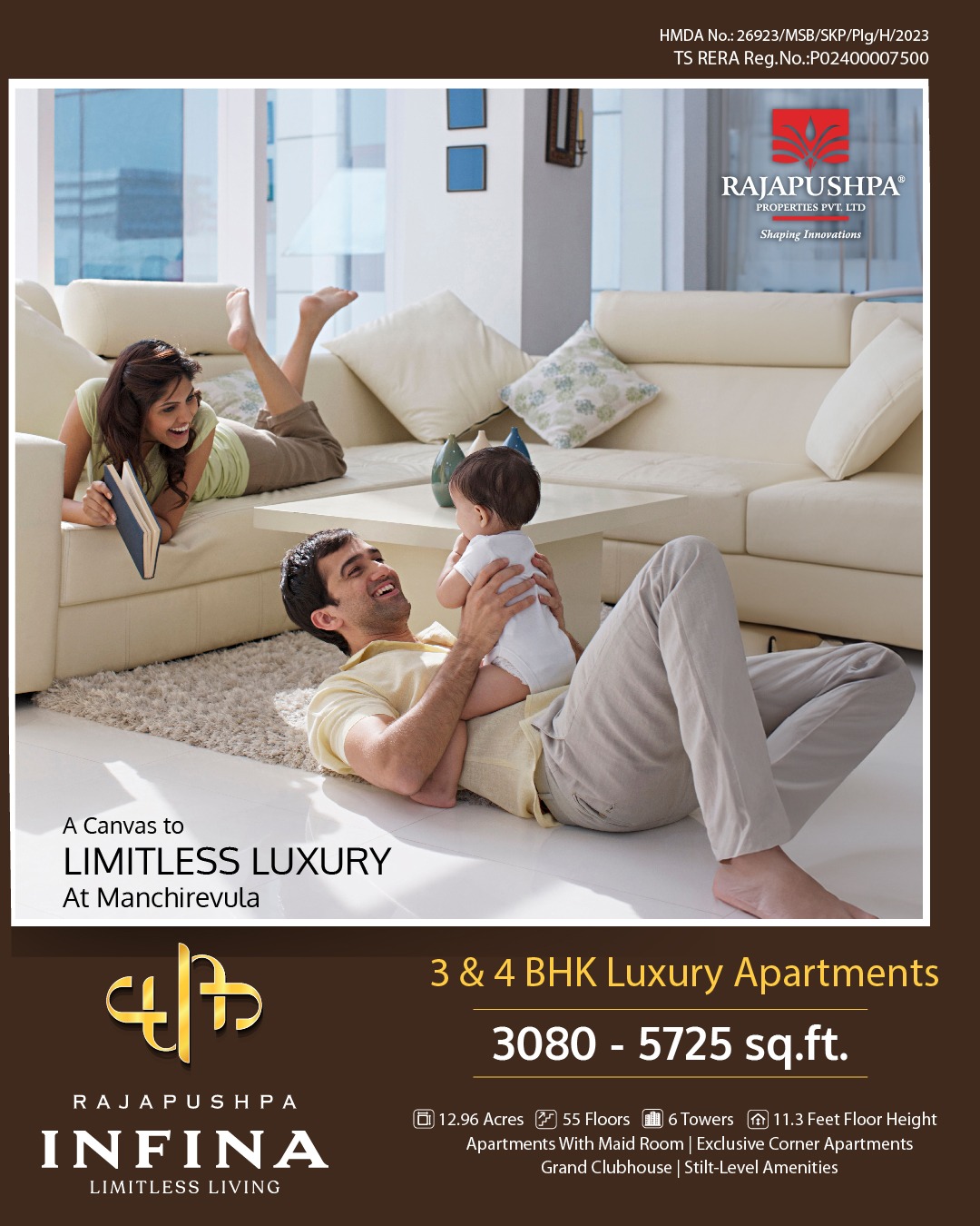 Rajapushpa Infina at Mancherevula - 3 & 4 BHK Apartments