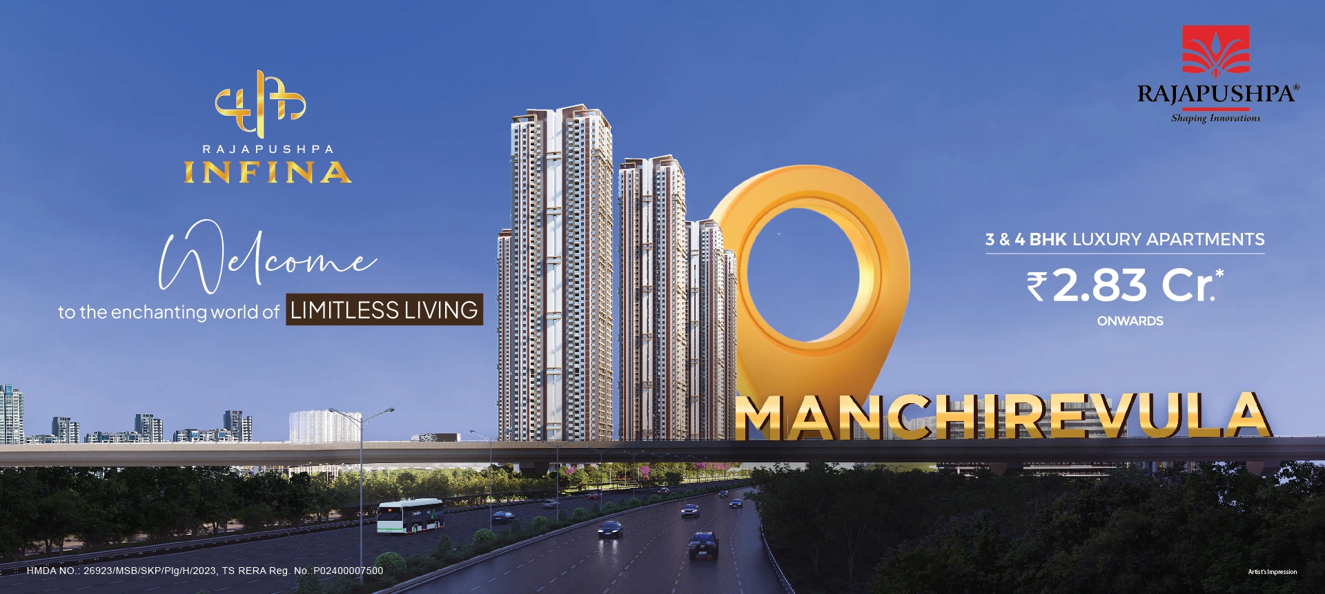 Rajapushpa Infina at Mancherevula - 3 & 4 BHK Apartments